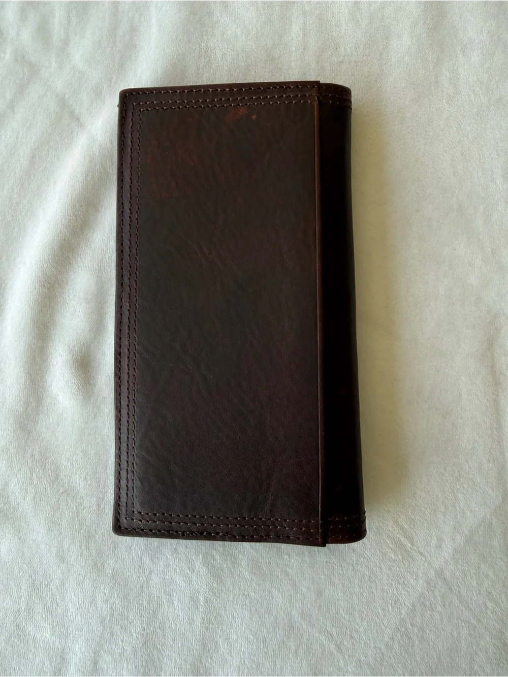 Ariat Dark Brown Leather Long Wallet with Shield Logo checkbook/rodeo wallet